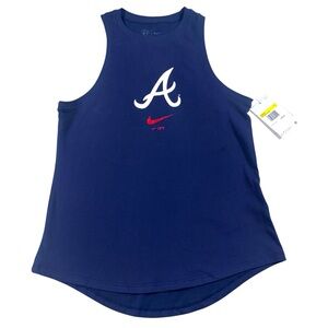 Nike Dri Fit Official Womens S Atlanta Braves High Neck Tank Top Shirt Navy Blue
